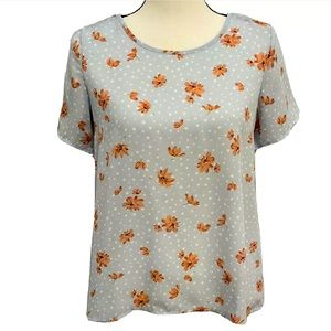 Sienna Sky Juniors Top XS Blue Floral Laced Back